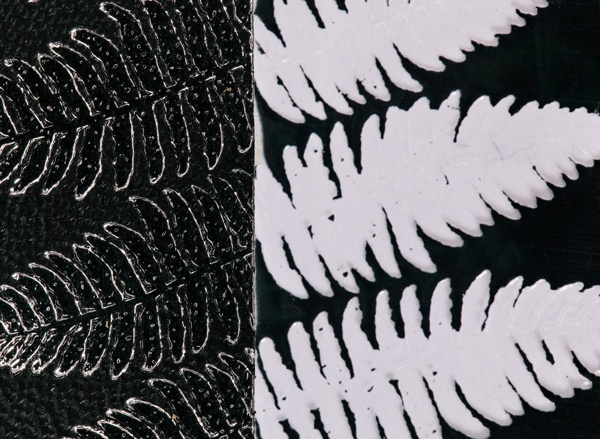 Close up of black and white New Zealand passport cover